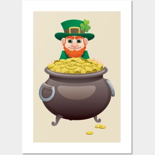 Leprechaun and Pot of Gold Posters and Art